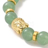 Natural Green Aventurine & Alloy Buddha Head Beaded Strech Bracelets BJEW-JB09420-04-2