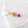 3Pcs French Style Stainless Steel Triple Ring with Red Round Pendant Necklaces for Women DT9932-2