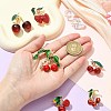 6Pcs 6 Styles 3D Resin Cherry Brooch Pin with Rhinestone JEWB-CJ0001-32-4