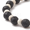 Dyed Synthetic Turquoise(Dyed) Tortoise & Natural Lava Rock Beaded Stretch Bracelet for Women BJEW-JB09229-02-3