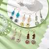 Evil Eye Natural & Synthetic Mixed Gemstone Chip & Seed Beads Dangle Earrings EJEW-MZ00166-2