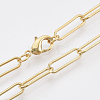 Brass Round Oval Paperclip Chain Necklace Making MAK-S072-05A-G-1