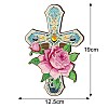 Religion Cross & Flower DIY Diamond Painting Pendant Decoration Kit PW-WG78154-05-1