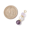 3Pcs 3 Styles Natural Amethyst and Shell Pearl & Glass Pendants PALLOY-JF04786-02-2
