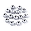 Spray Painted Round Natural Schima Wood Beads WOOD-A018-6mm-02-1