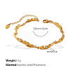 304 Stainless Steel Crystal Rhinestone Textured Link Chain Bracelets for Women WG1034E-01-2