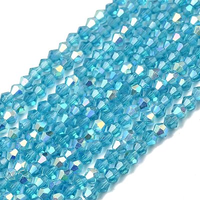 AB Color Plated Transparent Glass Beads Strands GLAA-G127-01C-1