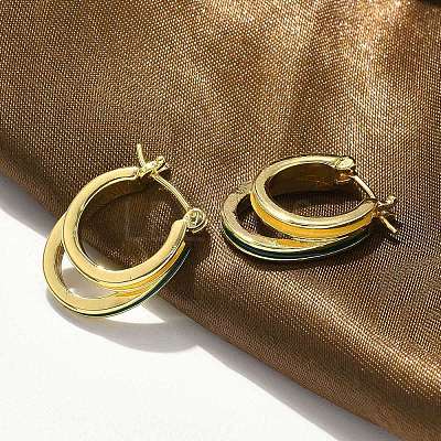 Two-layer Oval Brass Enamel Hoop Earrings EJEW-S252-03A-G-1