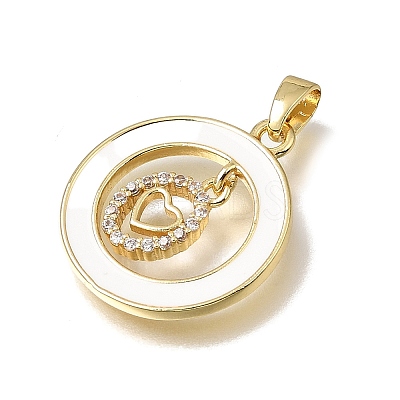 Brass Micro Pave Clear Cubic Zirconia with White Enamel Pendants CU-CBAA556-08C-1