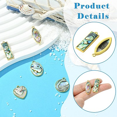 5Pcs 5 Styles Natural Paua Shell Pendants KK-CJ0003-10-1