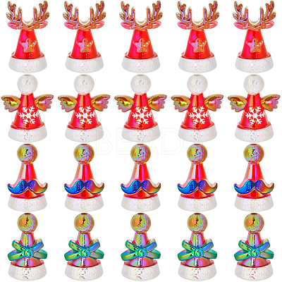 40Pcs 4 Styles Iridescent UV Plating Acrylic Beads OACR-SC0001-89-1
