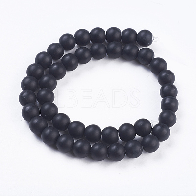 Synthetic Black Stone Bead Strands G-R345-10mm-38-1-1