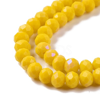 Electroplate Opaque Solid Color Glass Beads Strands EGLA-A034-P6mm-L02-1