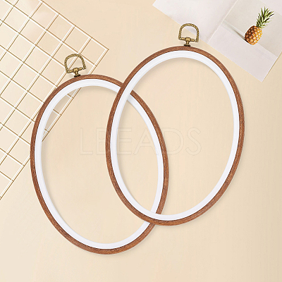 PP & PVC Plastic Imitation Wood Cross Stitch Embroidery Hoops DIY-WH20055-058B-03-1