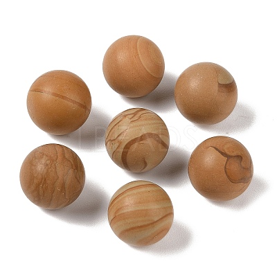 Natural Wood Lace Stone Wooden Jasper No Hole Sphere Beads G-K353-04F-23-1