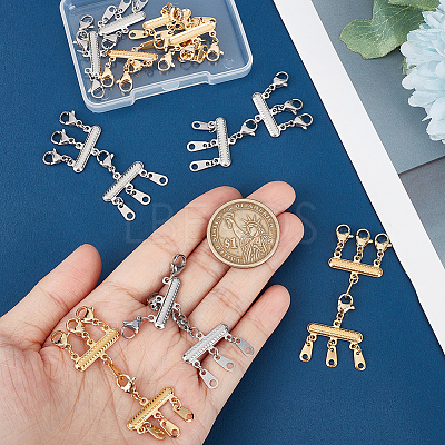 8Pcs 2 Colors 304 Stainless Steel Multi-strand Clasps with Lobster Claw Clasps FIND-UN0001-65-1