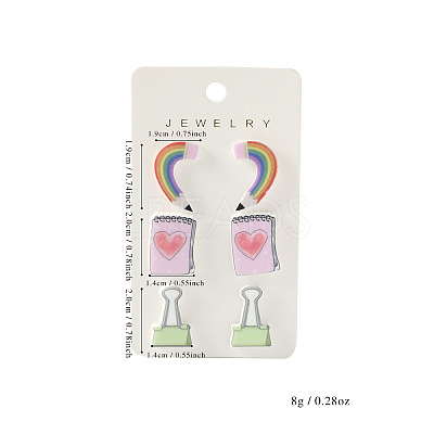 3 Pairs Back-to-school Acrylic Stud Earrings FS-WGAA197-21-1