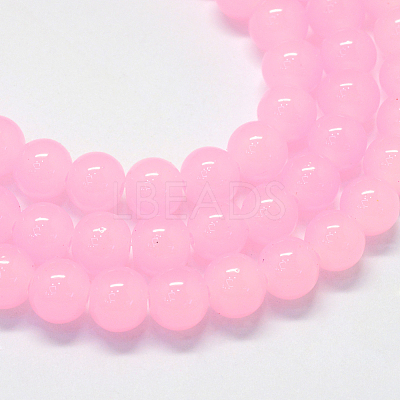 Baking Paint Imitation Jade Glass Round Bead Strands DGLA-Q021-4mm-26-1