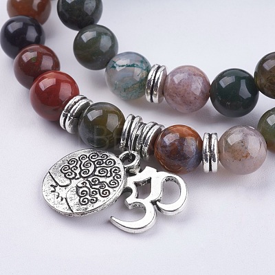 Natural Indian Agate Wrap Bracelets BJEW-E329-06E-1
