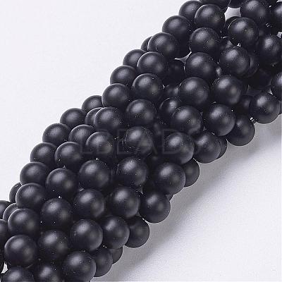 Natural Black Agate Beads Strands G-D543-6mm-1