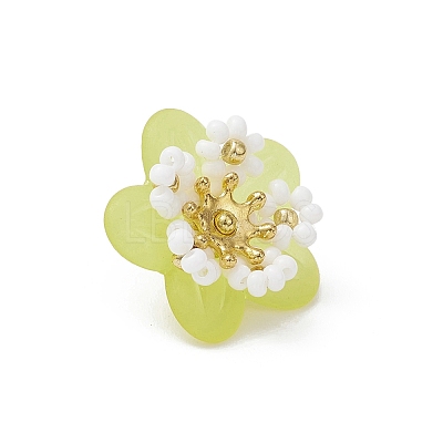 Glass Seed Beaded Flower Pendants PALLOY-MZ01128-03-1