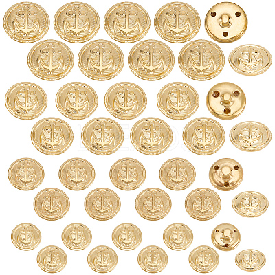 40Pcs 4 Styles 1-Hole Brass Buttons BUTT-AR0001-21-1