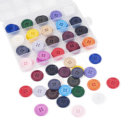 80Pcs 20 Colors 4-Hole Resin Buttons BUTT-TA0001-29A-1