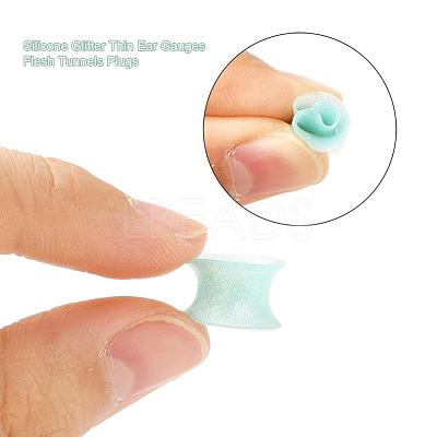 32Pcs 16 Colors Silicone Glitter Thin Ear Gauges Flesh Tunnels Plugs FIND-YW0001-19C-1