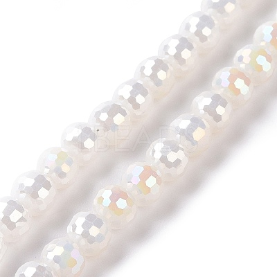 Electroplate Opaque Solid Color Glass Beads Strands GLAA-E036-10E-1
