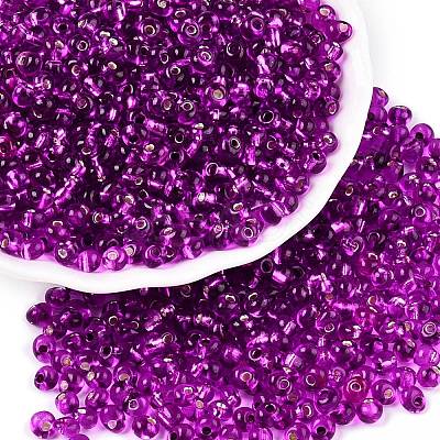 6/0 Baking Paint Transparent Fringe Glass Seed Beads SEED-N006-06H-1
