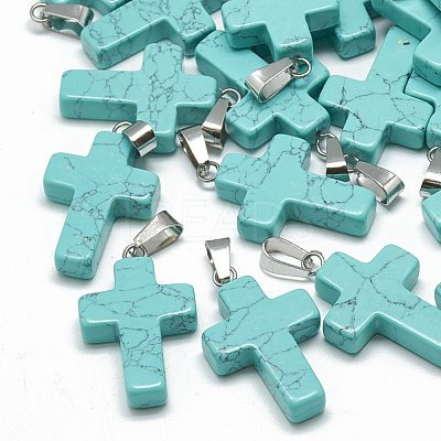 Dyed Synthetic Turquoise Pendants G-T080-15-1