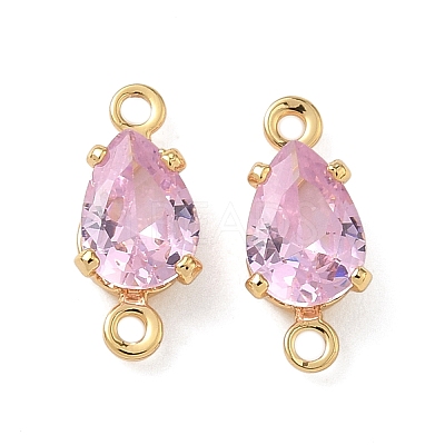 Brass Pave Cubic Zirconia Connector Charms KK-Z136-77G-02-1