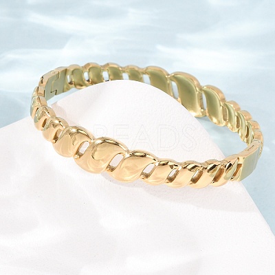 304 Stainless Steel Hollow Twisted Chain Open Hinged Cuff Bangles SA-CBA7A40-05G-1