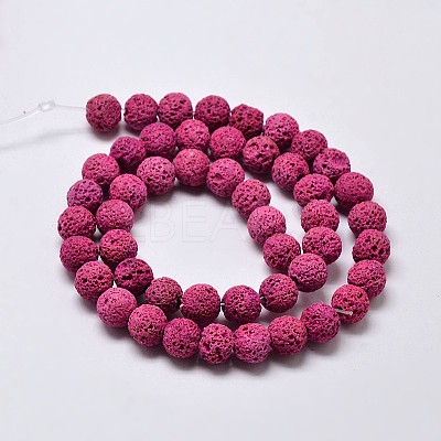 Natural Lava Rock Round Bead Strands G-I124-6mm-05-1