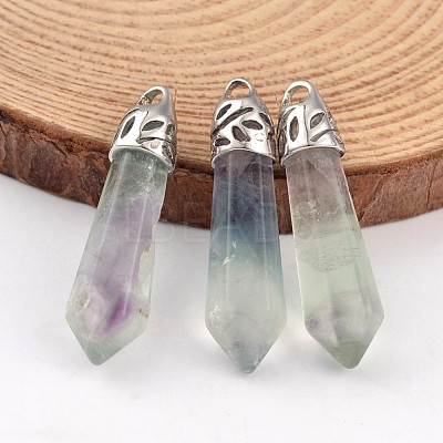 Bullet Natural Fluorite Pointed Pendants G-E332-C16-1