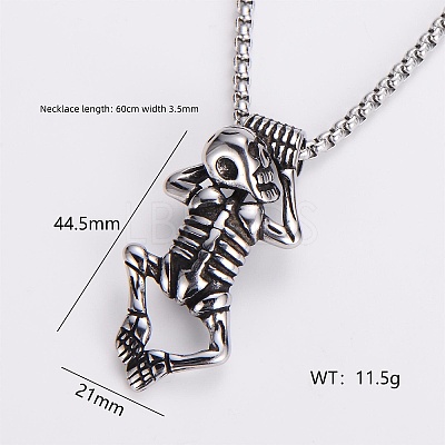 Gothic 316 Surgical Stainless Steel Pendant Box Chain Necklaces for Men ZF3615-12-1