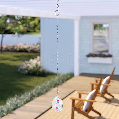 1Pc Transparent Glass Hanging Suncatchers AJEW-TADJ0001-02C-1