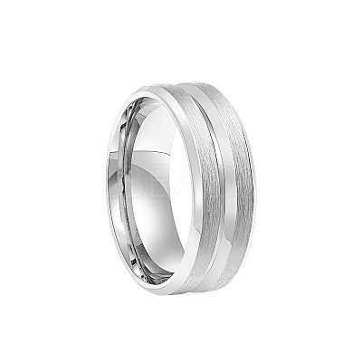 Grooved 201 Stainless Steel Finger Rings for Men WG2ADDA-04-1