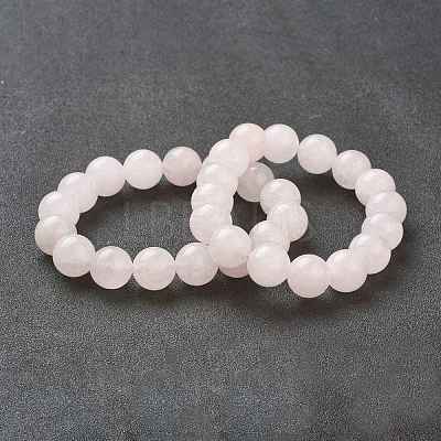 Natural Rose Quartz Beaded Stretch Bracelets BJEW-A117-E-11-1