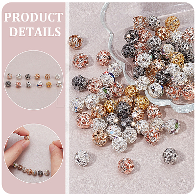 96Pcs 12 Colors Brass Rhinestone Beads KK-PH0011-02-1