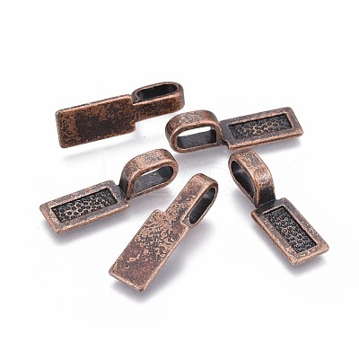 Tibetan Style Alloy Glue-on Flat Pad Bails TIBE-4710-R-NR-1