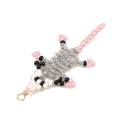 Glass Seed Beads Pendants PALLOY-MZ01454-1