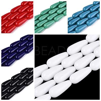 Opaque Glass Beads Strands GLAA-Q113-03A-CM-1
