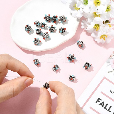 18Pcs 6 Styles Tibetan Style Alloy Beads FIND-CJ0005-74-1