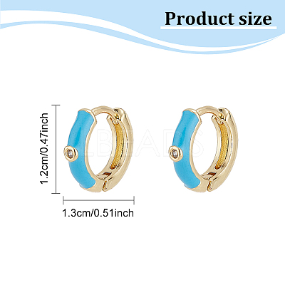 8 Pairs 8 Colors Real 18K Gold Plated Enamel Hoop Earrings with Clear Cubic Zirconia EJEW-AN0001-97-1