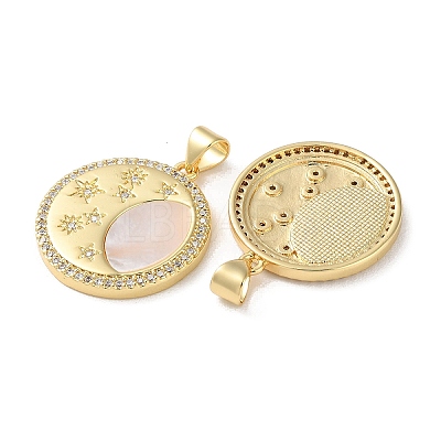 Brass Micro Pave Clear Cubic Zirconia Pendants KK-B083-35B-G-1