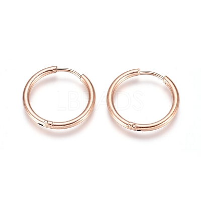 304 Stainless Steel Huggie Hoop Earrings EJEW-G272-02-16mm-RG-1