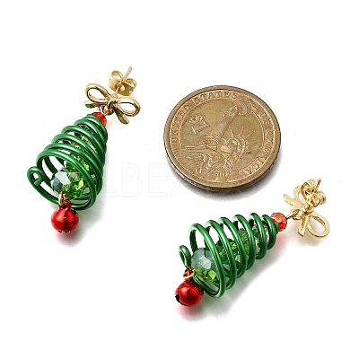 Aluminum Glass Dangle Stud Earrings EJEW-JE06581-1