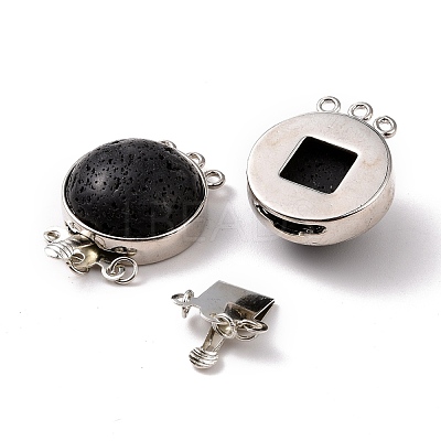Natural Lava Rock Box Clasps G-E427-16P-1