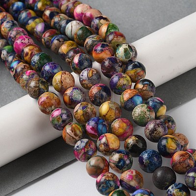 Natural Imperial Jasper Beads Strands G-I122-8mm-28-1